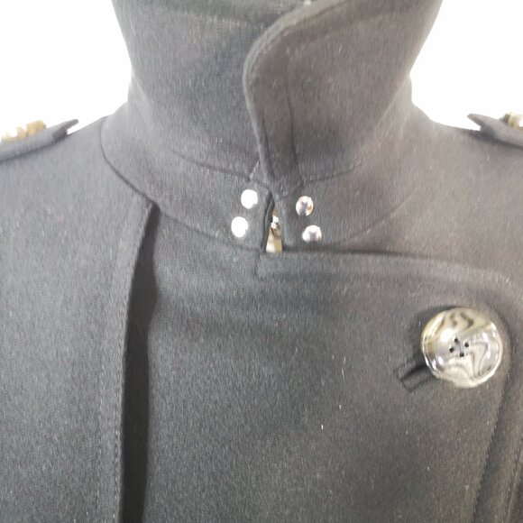 Banana Republic Ladies Size Medium Lined Black Wool Blend  Belted Pea Coat - Picture 8 of 14